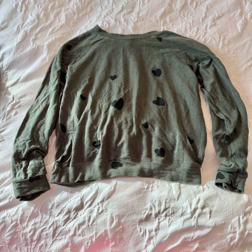 Monrow Heart Lightweight Terry Sweatshirt